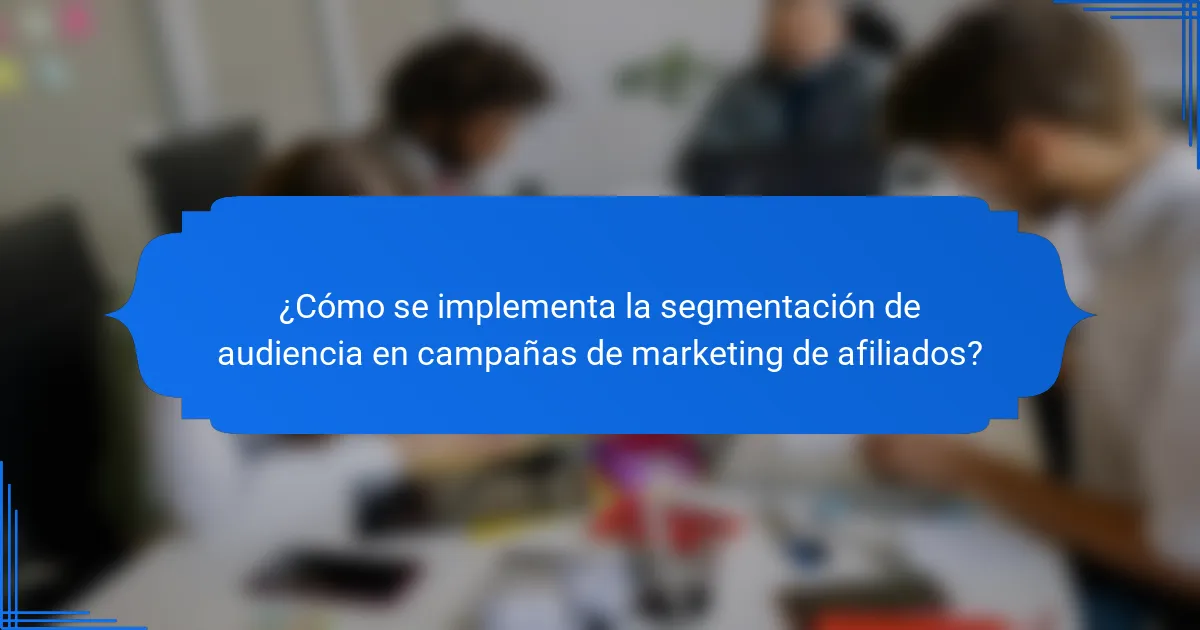 ¿Cómo se implementa la segmentación de audiencia en campañas de marketing de afiliados?