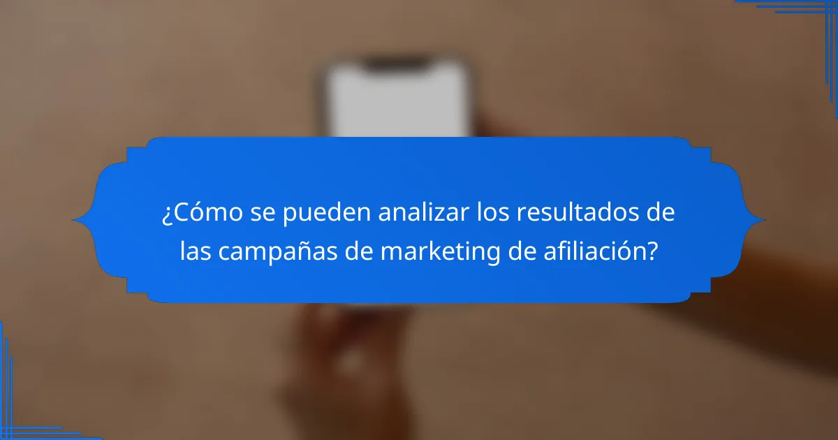 ¿Cómo se pueden analizar los resultados de las campañas de marketing de afiliación?