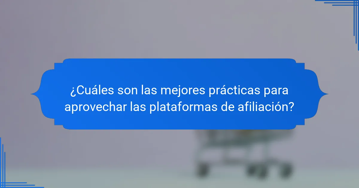 ¿Cuáles son las mejores prácticas para aprovechar las plataformas de afiliación?