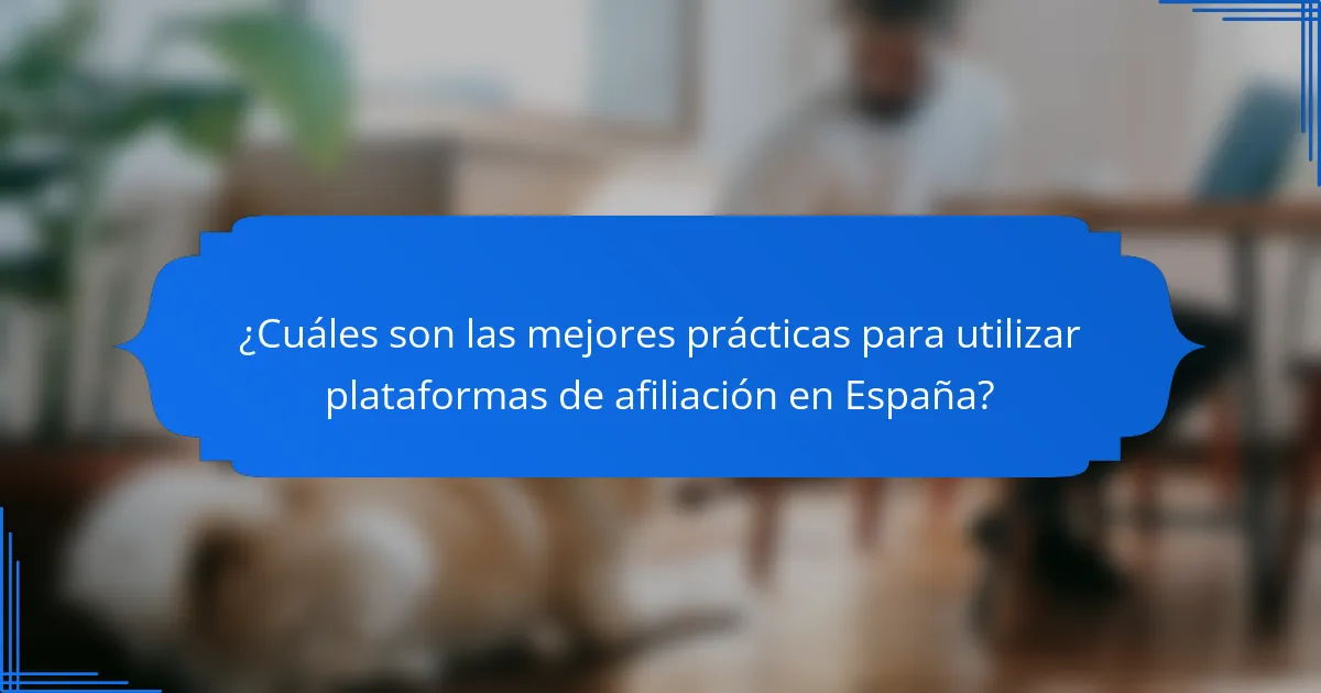 ¿Cuáles son las mejores prácticas para utilizar plataformas de afiliación en España?